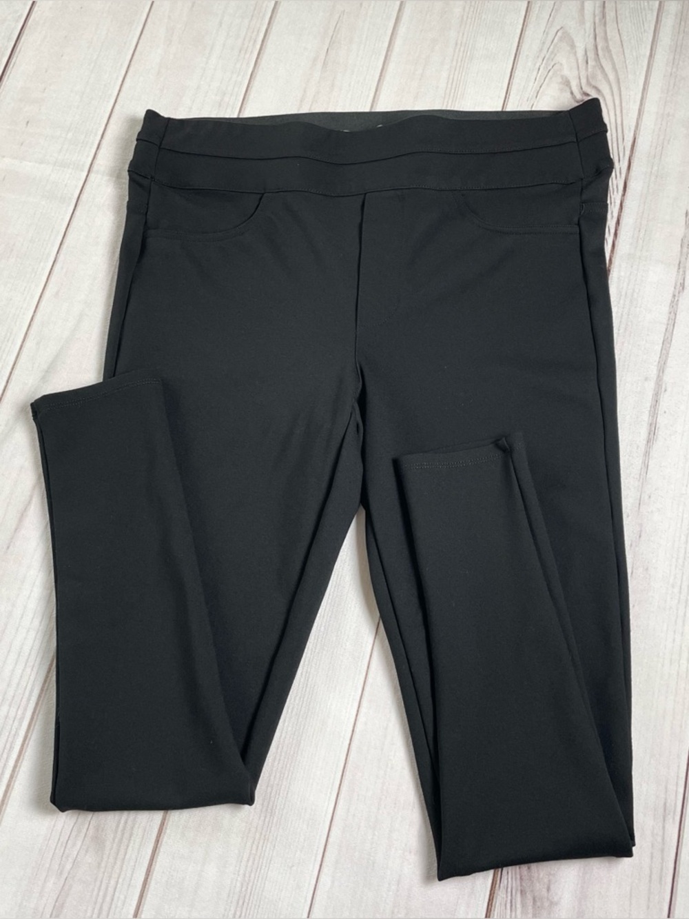 Wit & Wisdom Ab Solution Pull on Ponte Knit Skinny Pants Jeggings Womens L Black - Picture 9 of 15